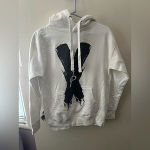 Men's White Hoodie with Black Graphic